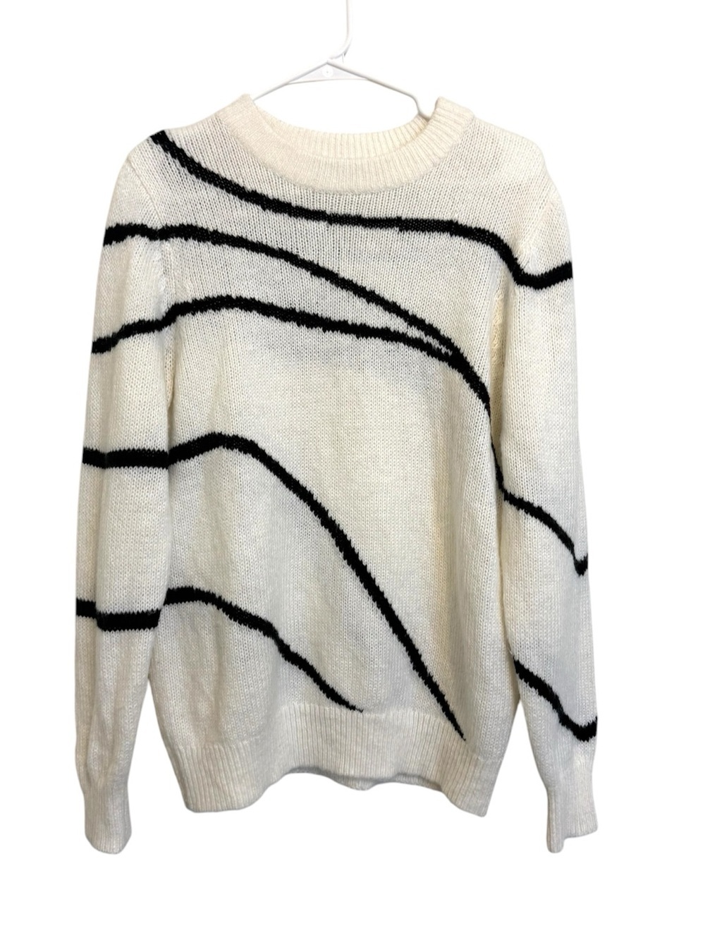 2/$30 The Fifth Label Cream Black Abstract Stripe Knit Sweater Size S Pullover